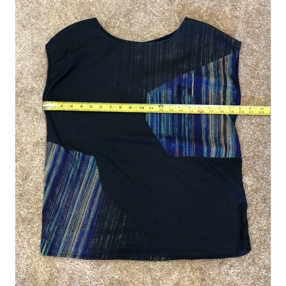 ESPRIT SHIRT Womens M Navy Blue Sleeveless Multicolor Stripe Colorblock Preppy - Picture 4 of 6